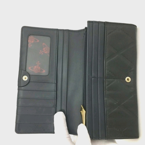 Vivienne Westwood Black Quilted Orb Leather Wallet - Picture 4 of 8